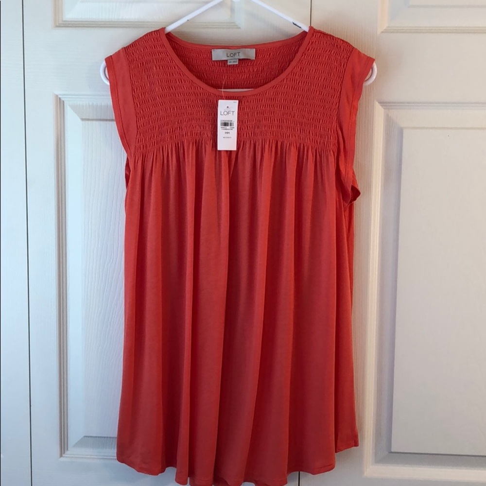 Coral flutter sleeve shirt